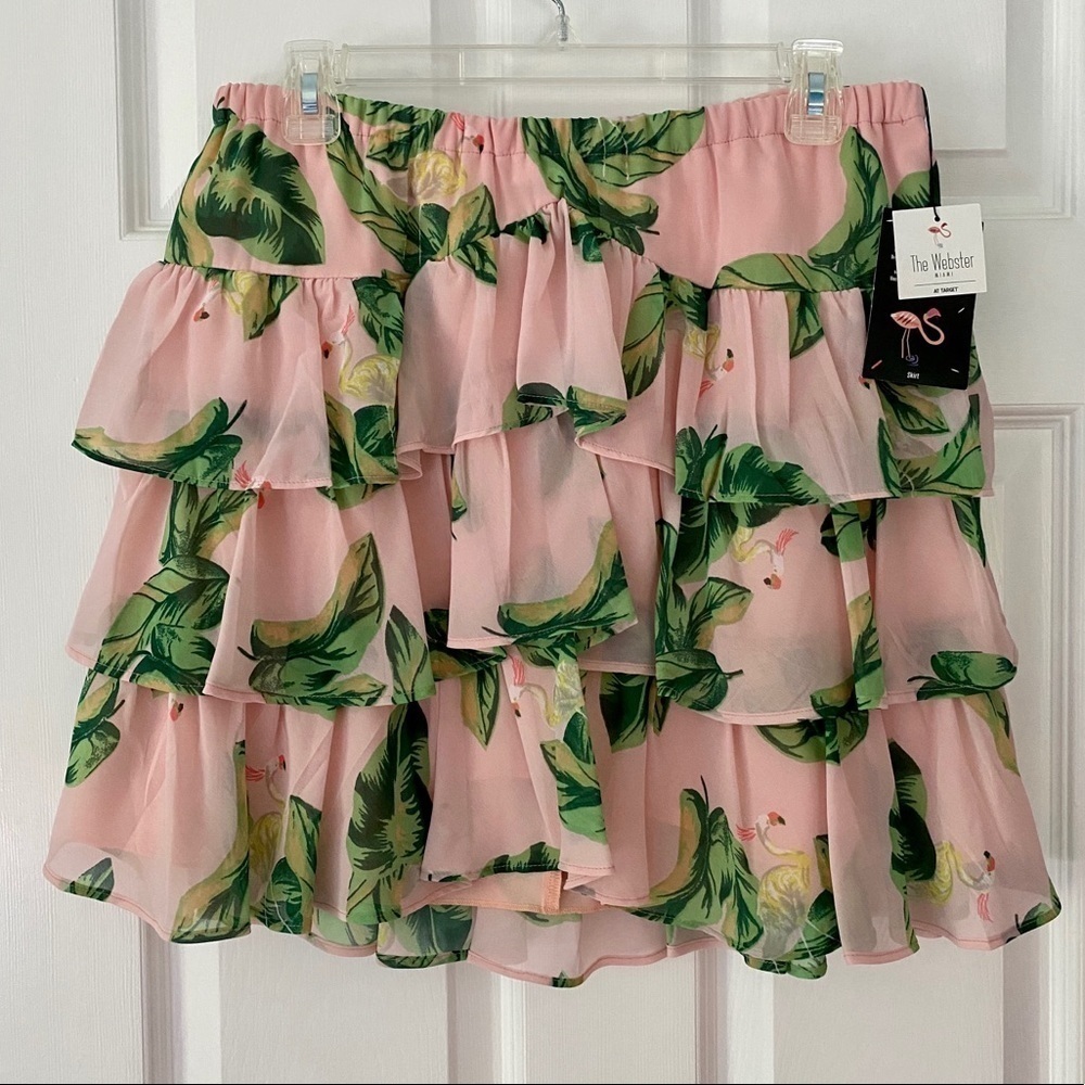 The Webster Miami at Target New Flamingo Palm Print Skirt Womens  Size Small NWT